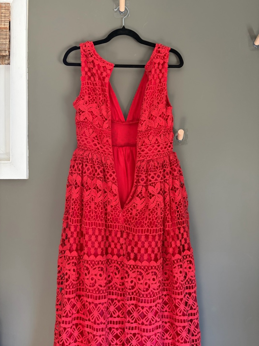 L'ATISTE Red Crochet Lace Gown - Picture 3 of 5
